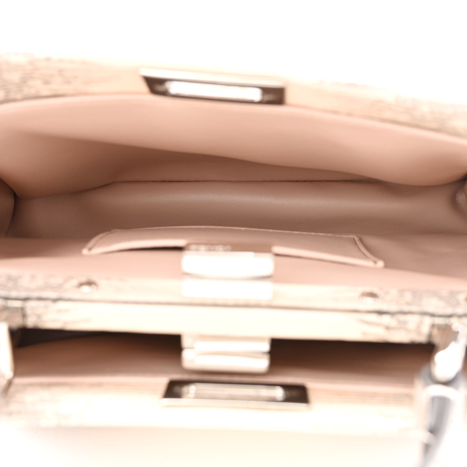 Fendi Lizard Togo Shiny Nappa Mini Peekaboo Iconic Satchel Rosa Skin 5 of 12