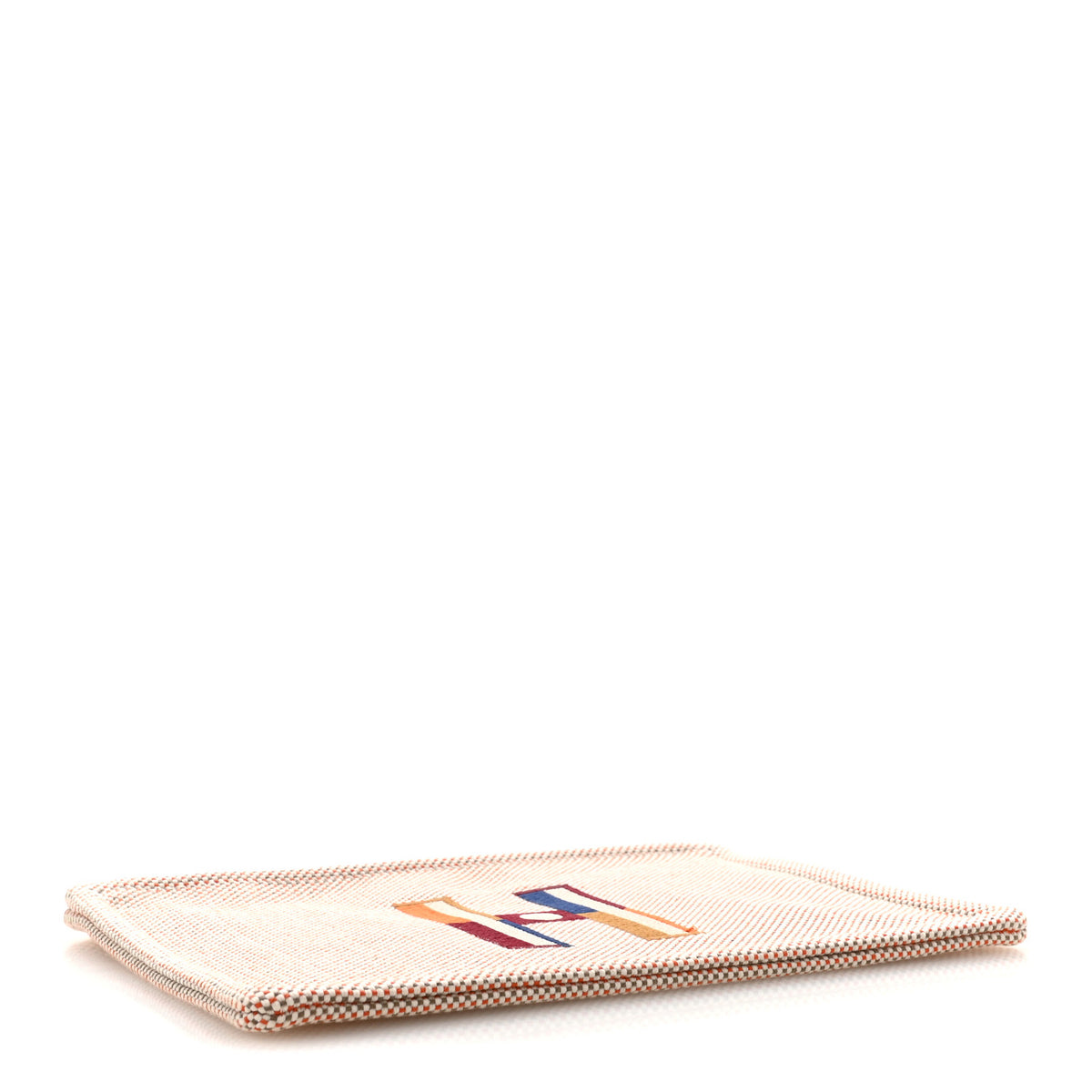 H Canvas Embroidered Small Faubourg Corner Case  Orange Ficelle