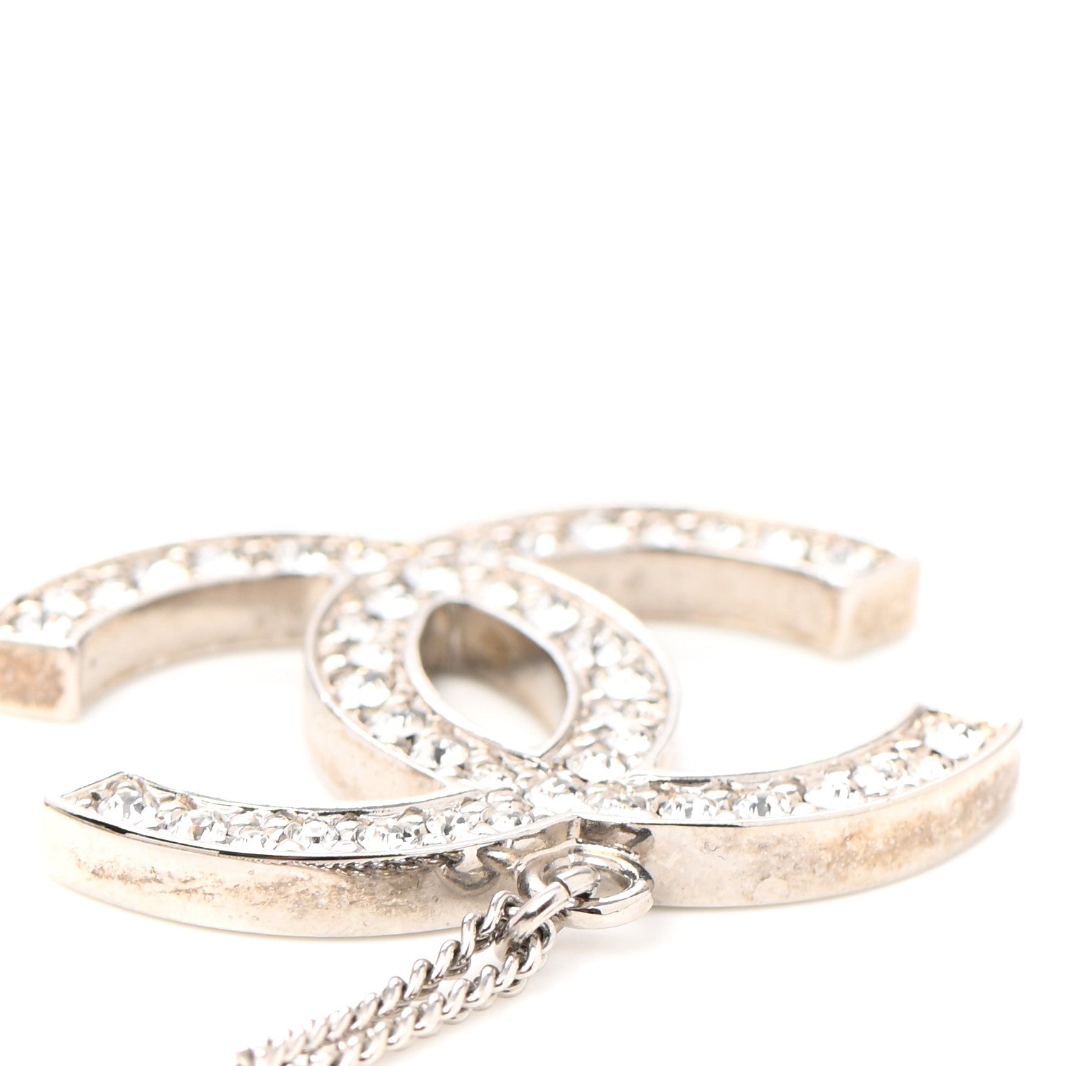 Chanel Crystal Large CC Necklace Silver 6 of 7