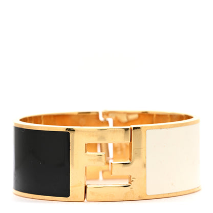 Fendi Enamel Fendista Bracelet L Gold White Black 1 of 5