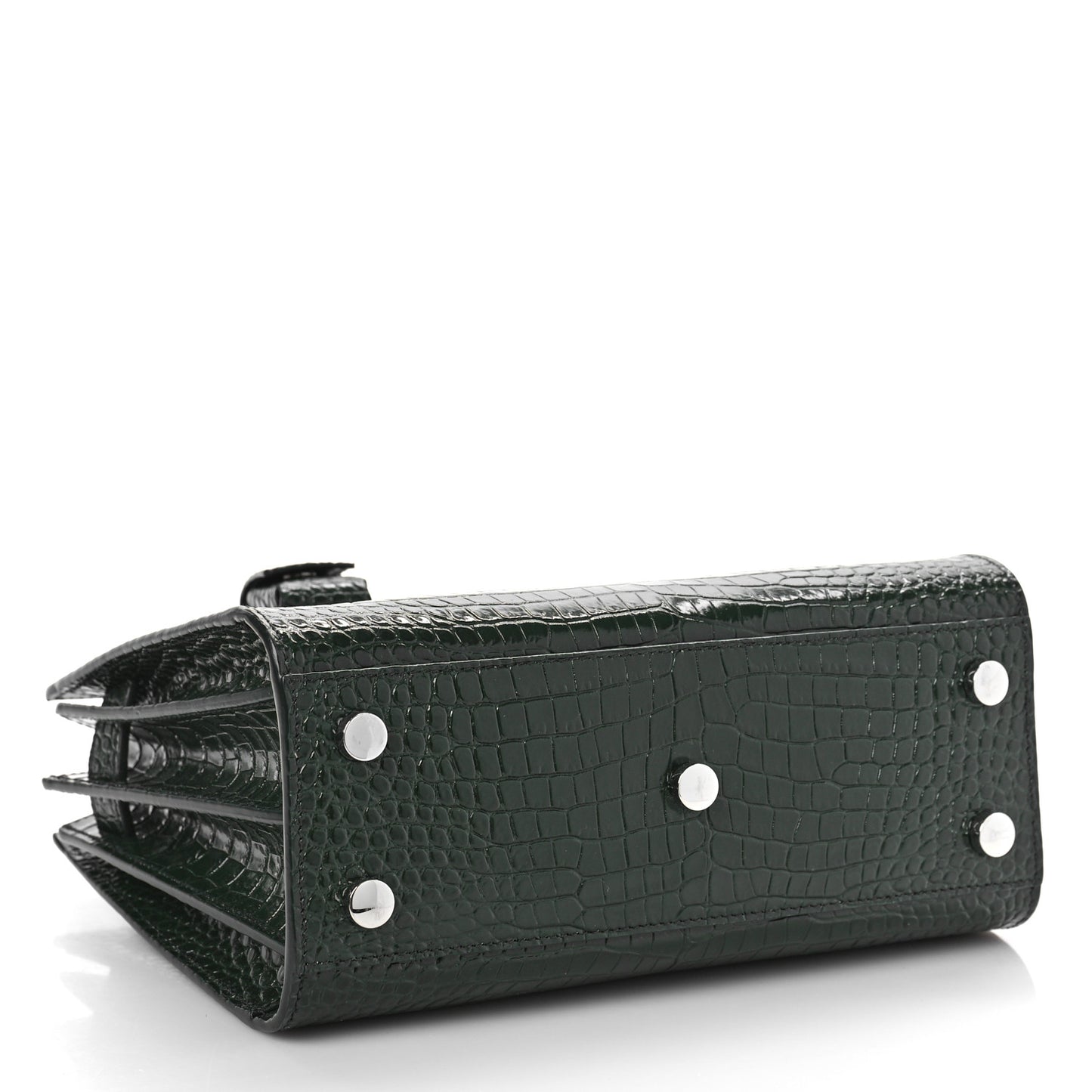 Calfskin Crocodile Embossed Nano Sac De Jour Dark Green