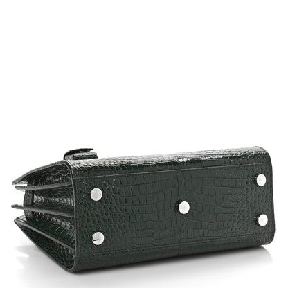 Saint Laurent Calfskin Crocodile Embossed Nano Sac De Jour Dark Green 4 of 8