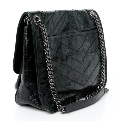 Saint Laurent Crinkled Calfskin Matelasse Monogram Medium Niki Chain Satchel Black 3 of 11