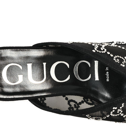 Gucci Tela Retino Kid Scamosciato Crystal GG Monogram Square G 95mm Slide Sandals 35 Black 8 of 9