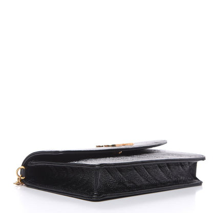 Balenciaga Shiny Goatskin Logo Embossed BB Wallet On Chain Black 4 of 8