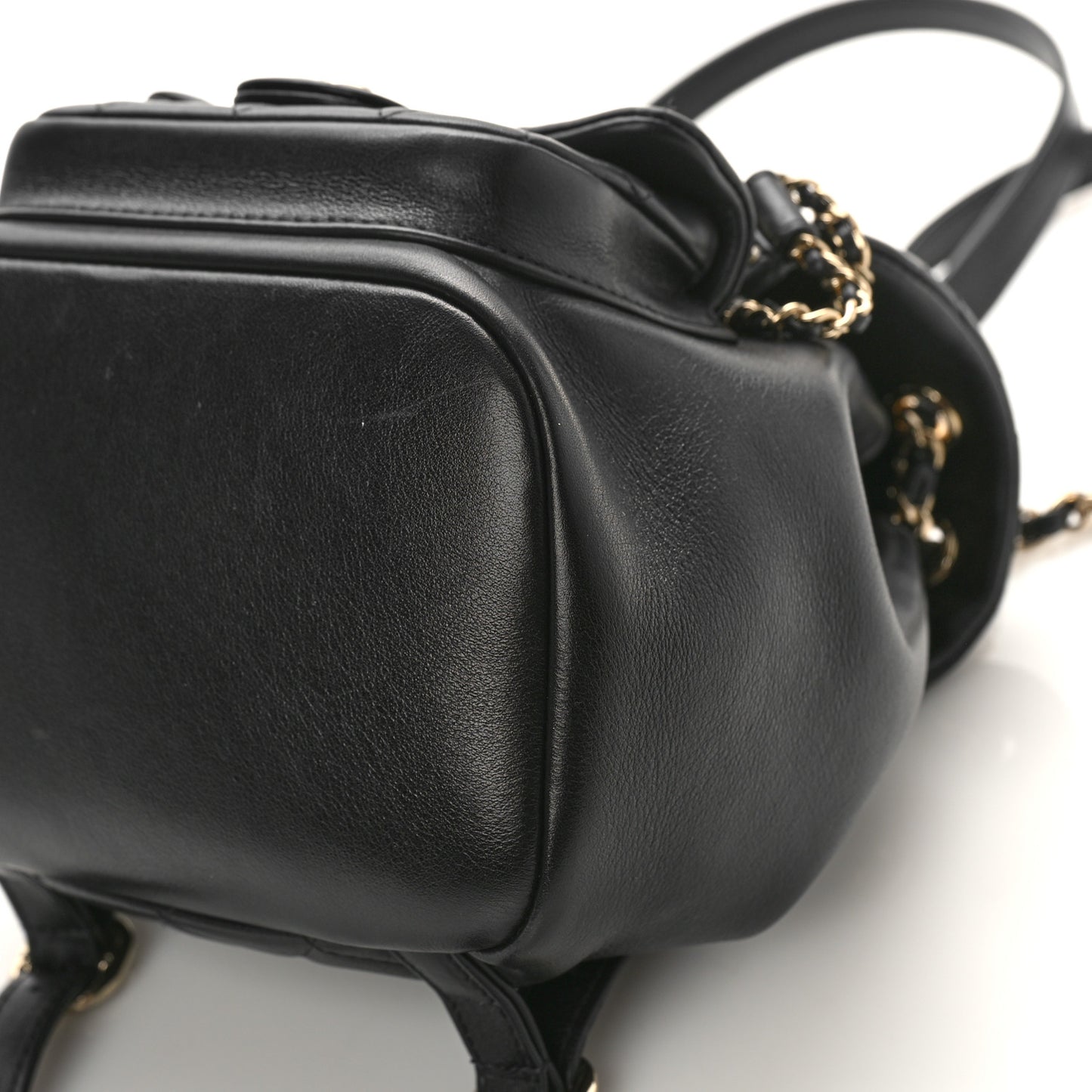 Lambskin Quilted Small Duma Drawstring Backpack Black