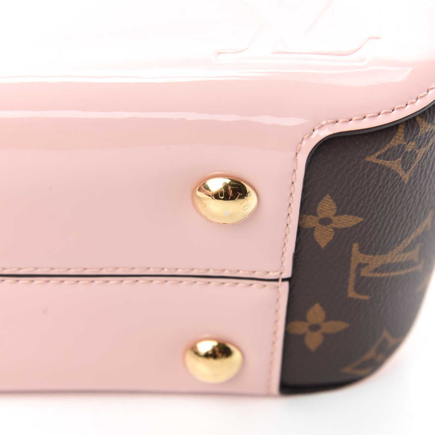Patent Calfskin Monogram Cherrywood PM Rose Ballerine