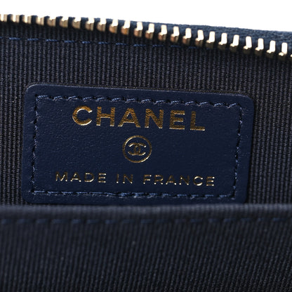 Chanel Caviar Enamel Coco Casino Quilted Zip Coin Purse Navy Blue 6 of 9