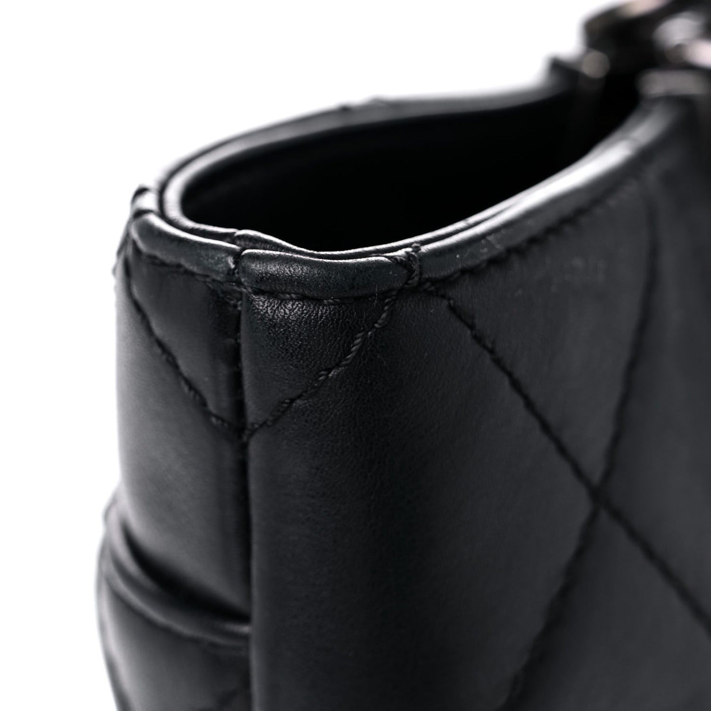 Sheepskin Quilted Chain Handle Large Shopping Tote Black