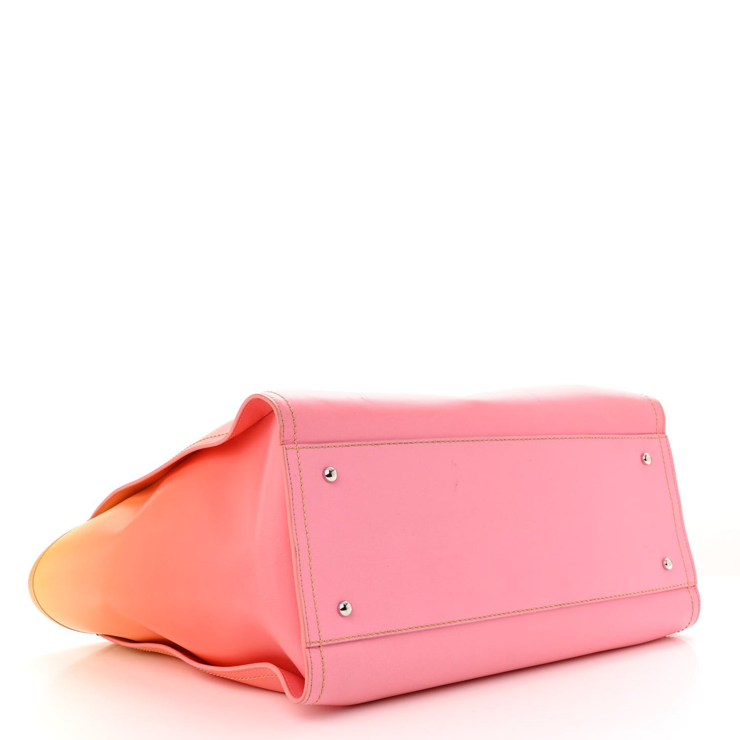 Shaded Calfskin Medium Deauville Tote Orange Coral Pink