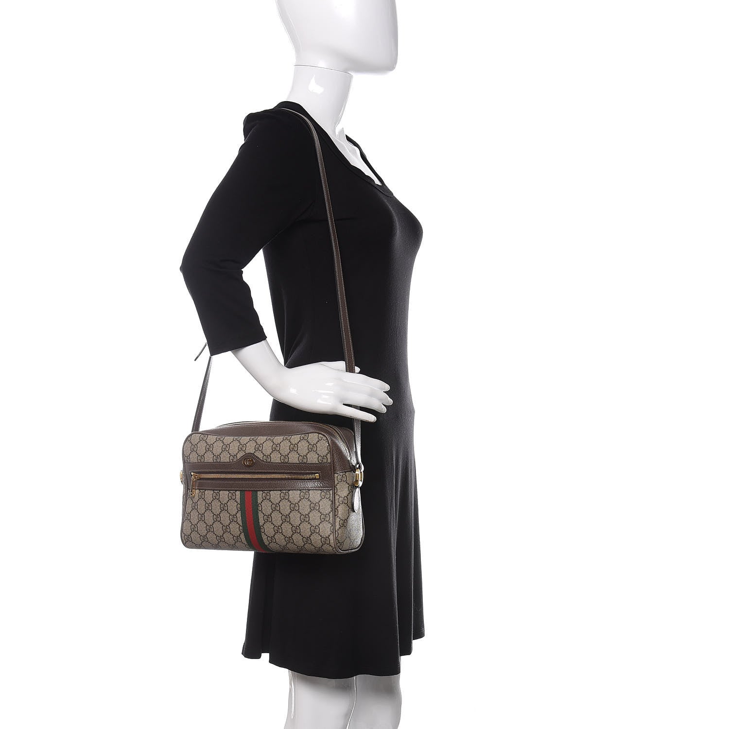 Gucci GG Supreme Monogram Web Small Ophidia Shoulder Bag Brown 2 of 10
