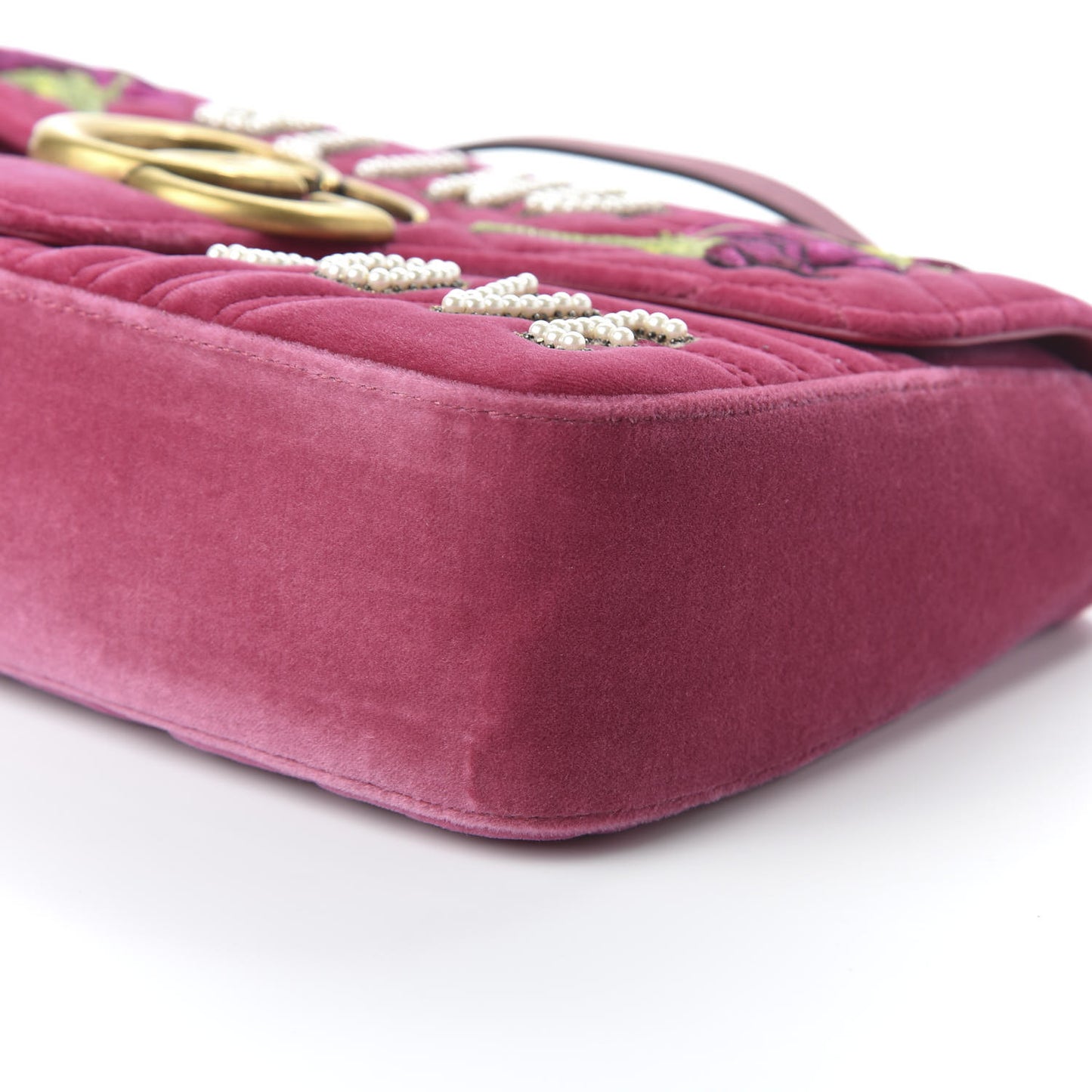 Velvet Matelasse Blind for Love Embroidered Medium GG Marmont Shoulder Bag Light Raspberry Rose Multicolor