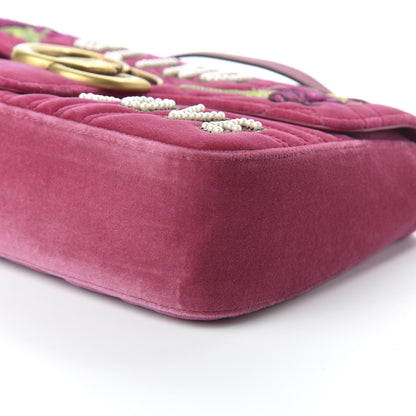 Gucci Velvet Matelasse Blind for Love Embroidered Medium GG Marmont Shoulder Bag Light Raspberry Rose Multicolor 7 of 10