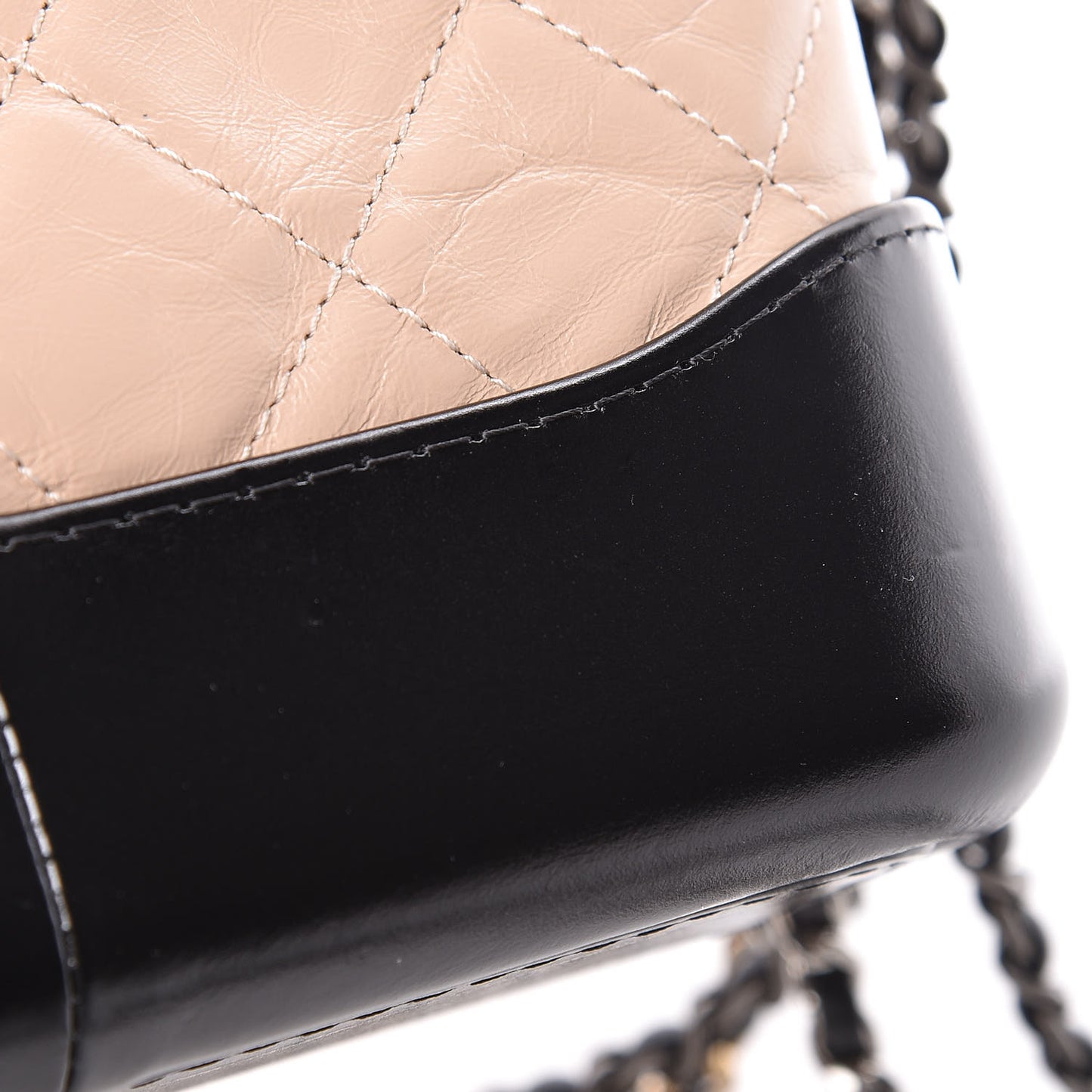 Aged Calfskin Quilted Small Gabrielle Hobo Beige Black