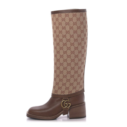 Gucci GG Monogram Calfskin Lola Tall Boots 35 Beige Ruggine Cuir 1 of 9