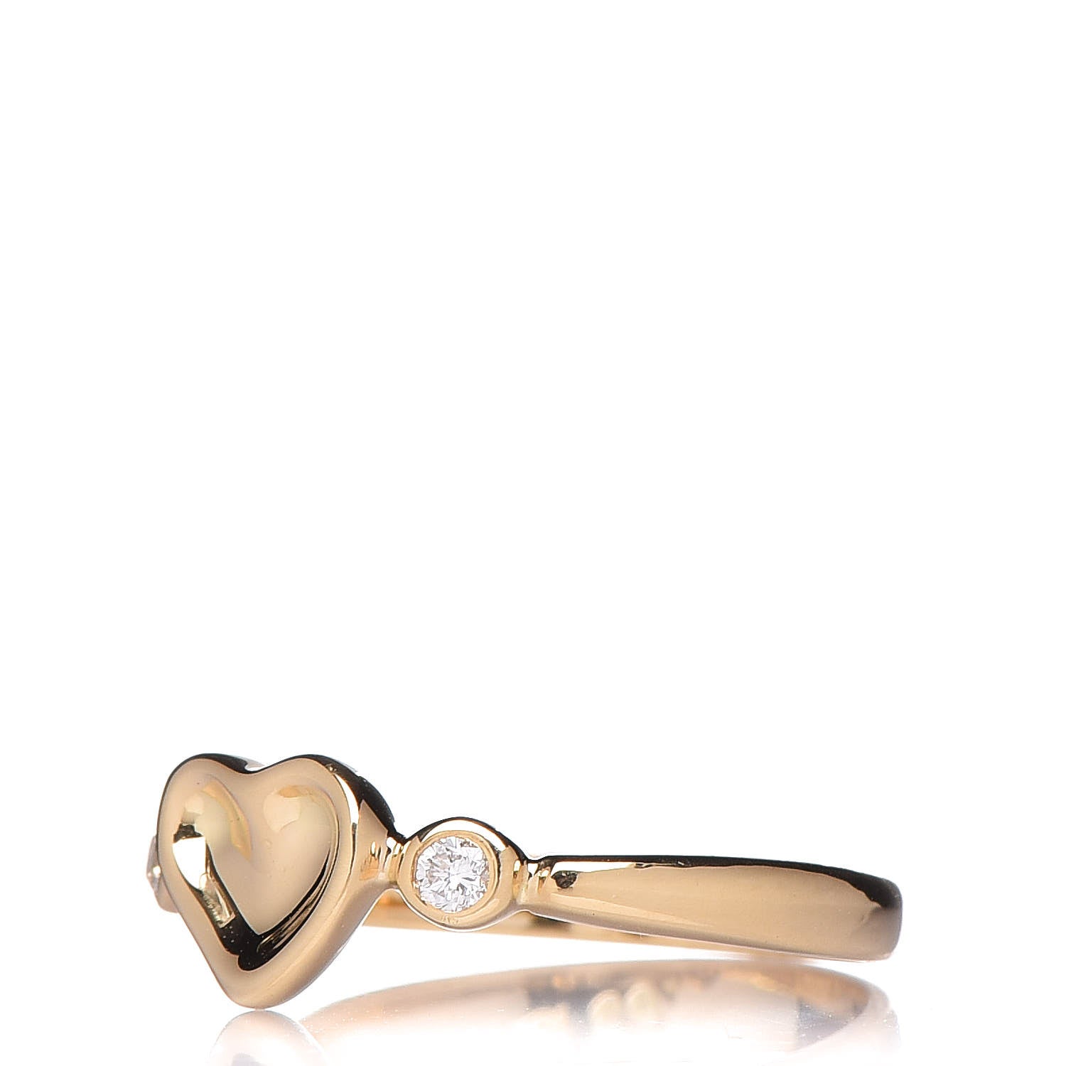 Tiffany 18K Yellow Gold Diamond Elsa Peretti Full Heart Heart Ring 50 5.5 3 of 7