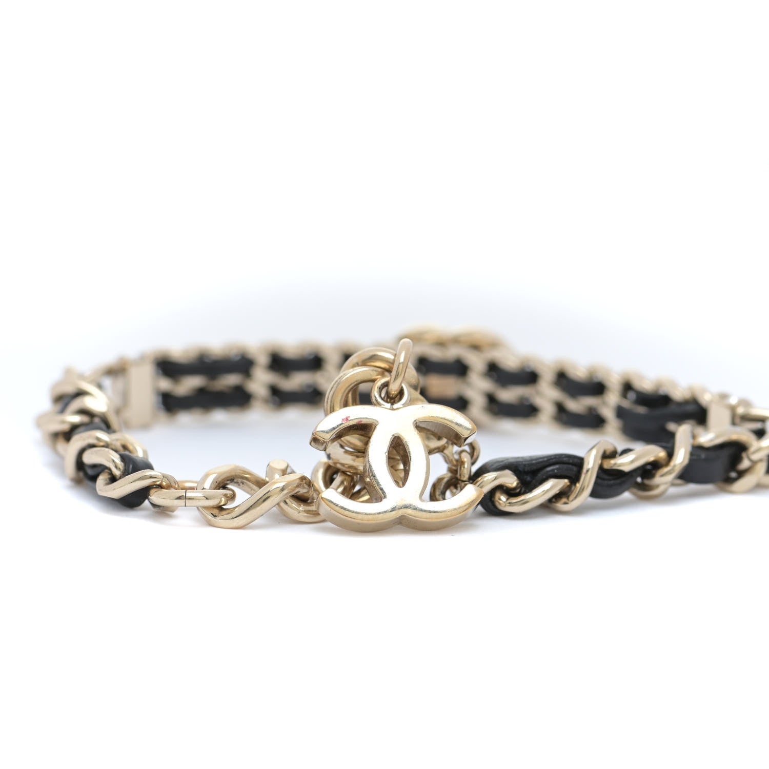 Chanel Lambskin Crystal CC Chain Bracelet Gold Black 9 of 9