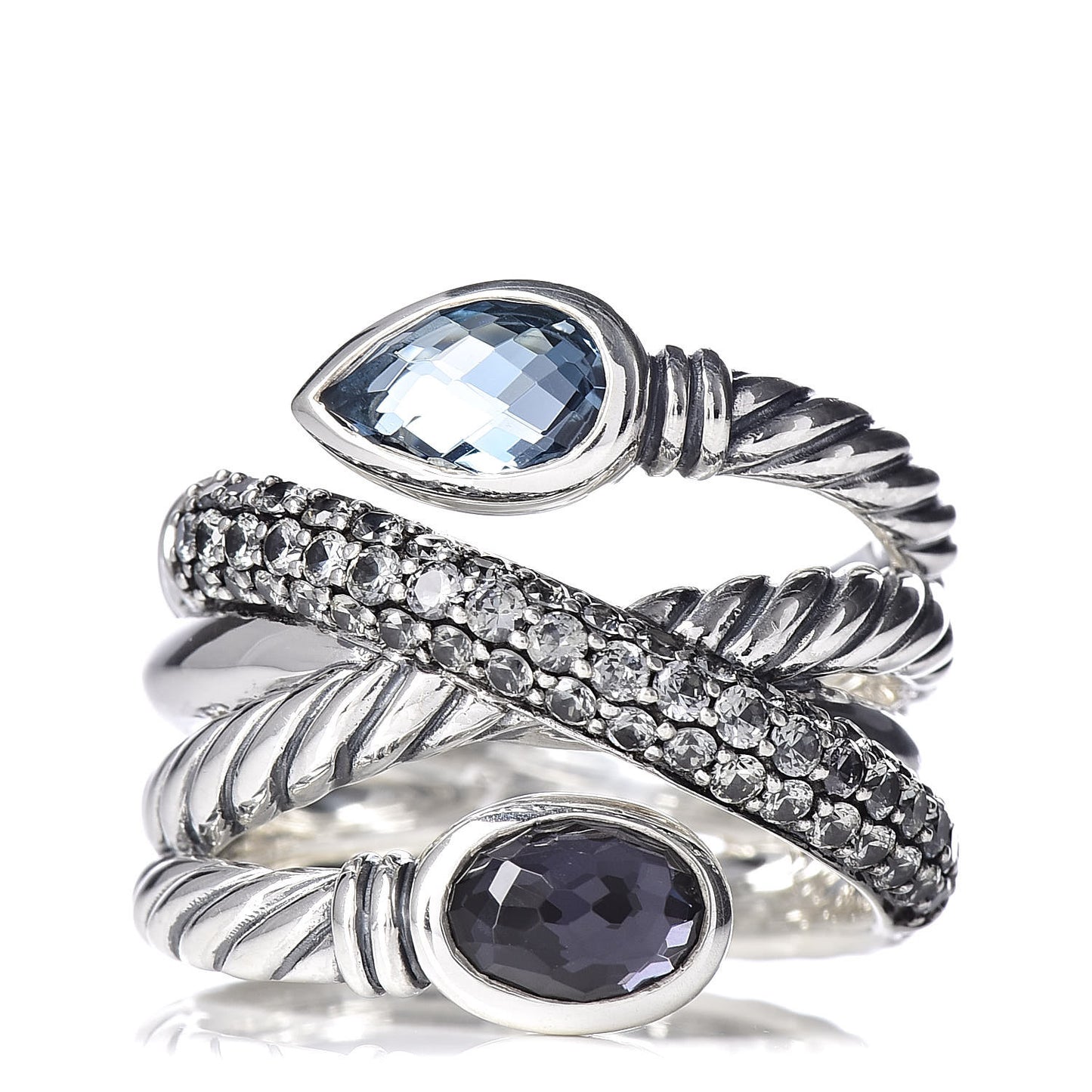 Sterling Silver Blue Topaz Black Orchid Renaissance Ring 53 6.25