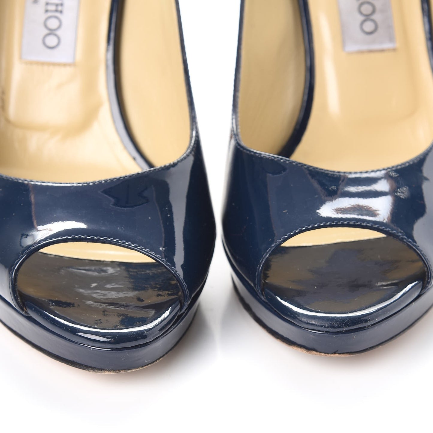 Patent Luna Platform Peep Toe Pumps 38 Navy