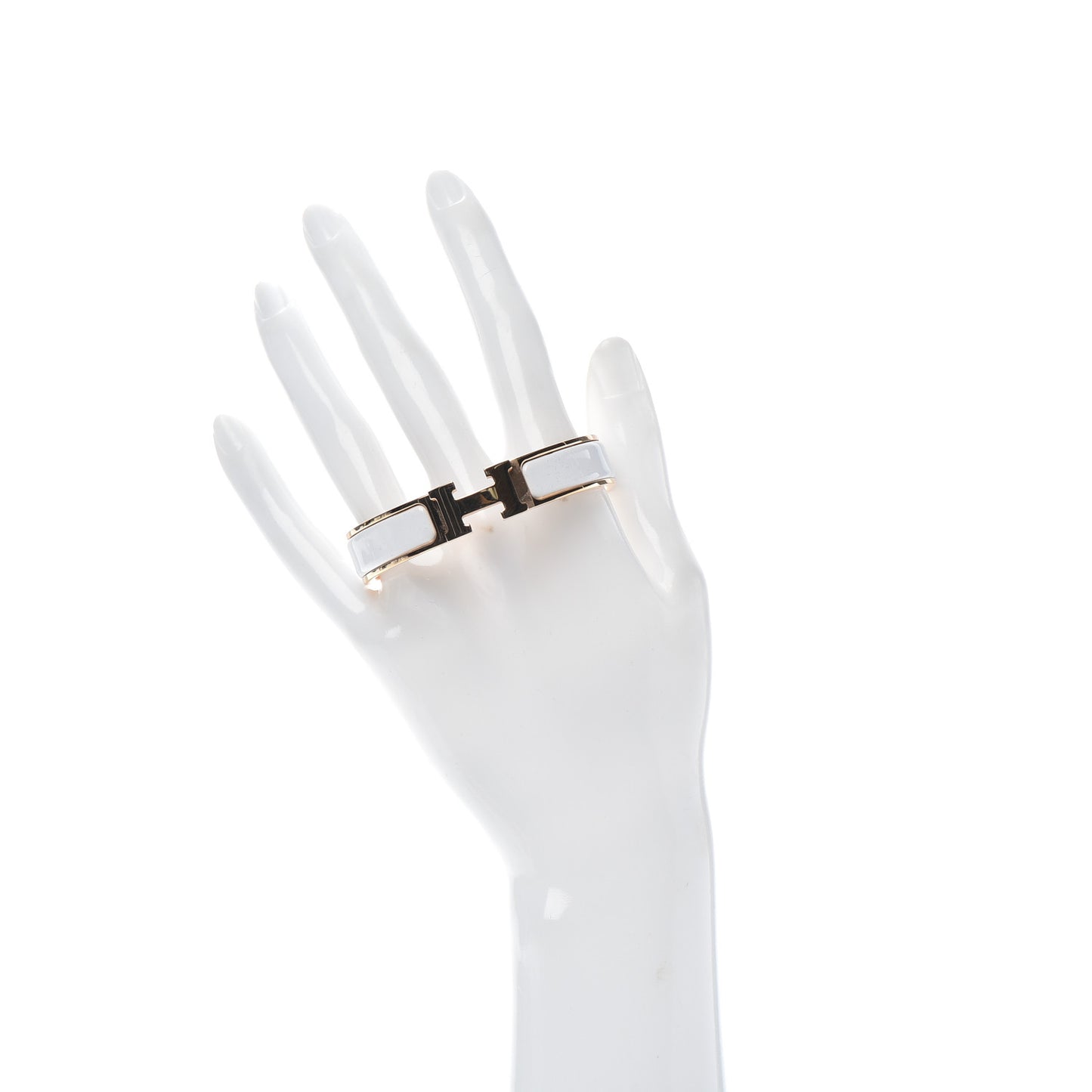 Enamel Narrow Clic Clac H Bracelet GM White