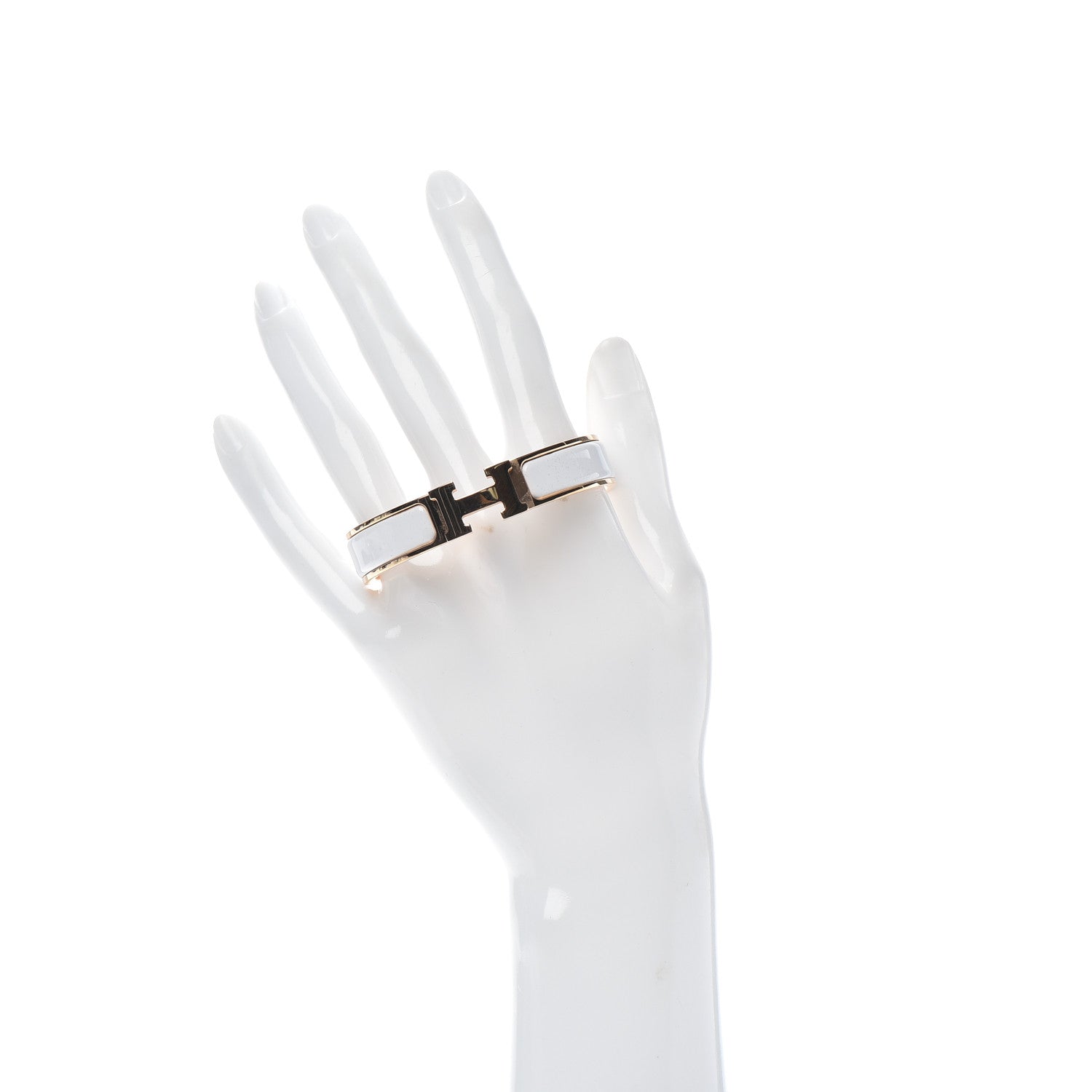 Hermes Enamel Narrow Clic Clac H Bracelet GM White 2 of 4