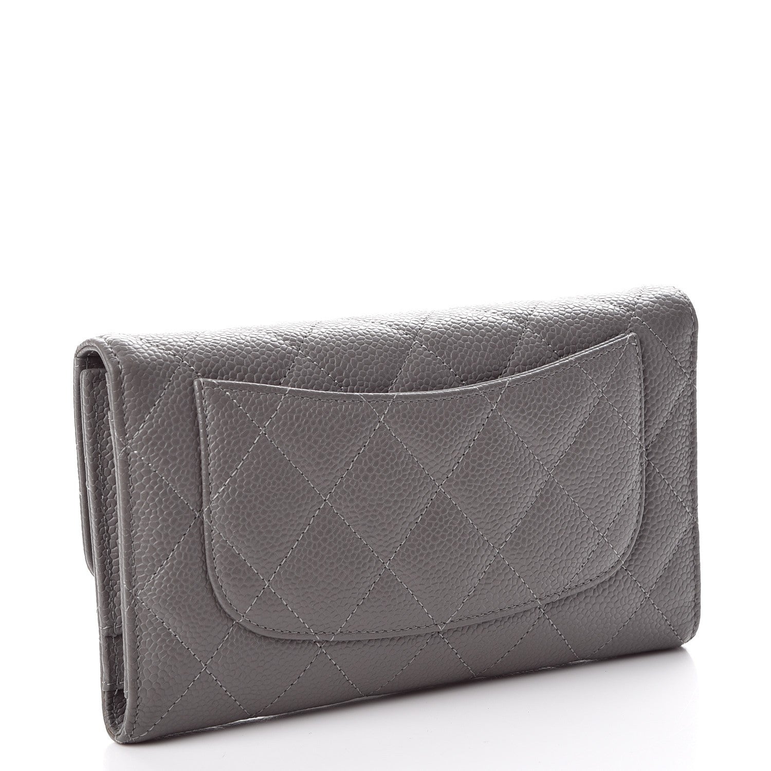 Chanel Caviar Quilted Large Flap Wallet Grey 3 of 12