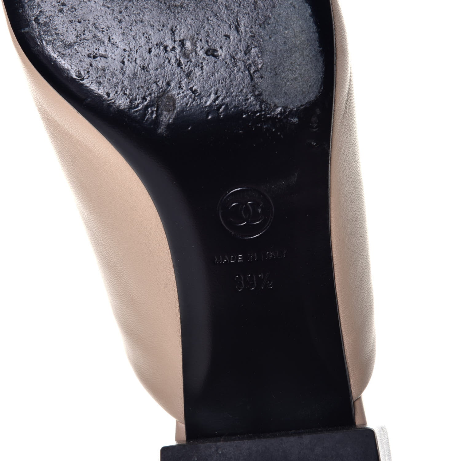 Chanel Lambskin Quilted Cap Toe Pearl Mule 39.5 Beige Black 6 of 9