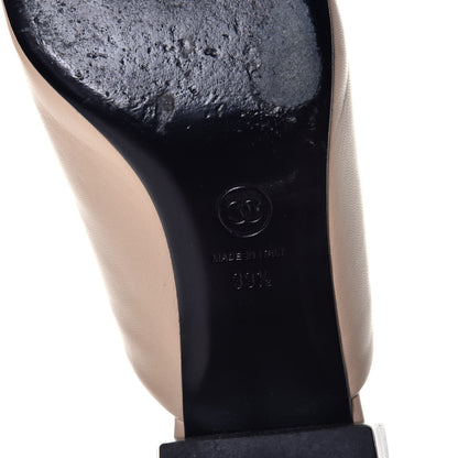 Chanel Lambskin Quilted Cap Toe Pearl Mule 39.5 Beige Black 6 of 9