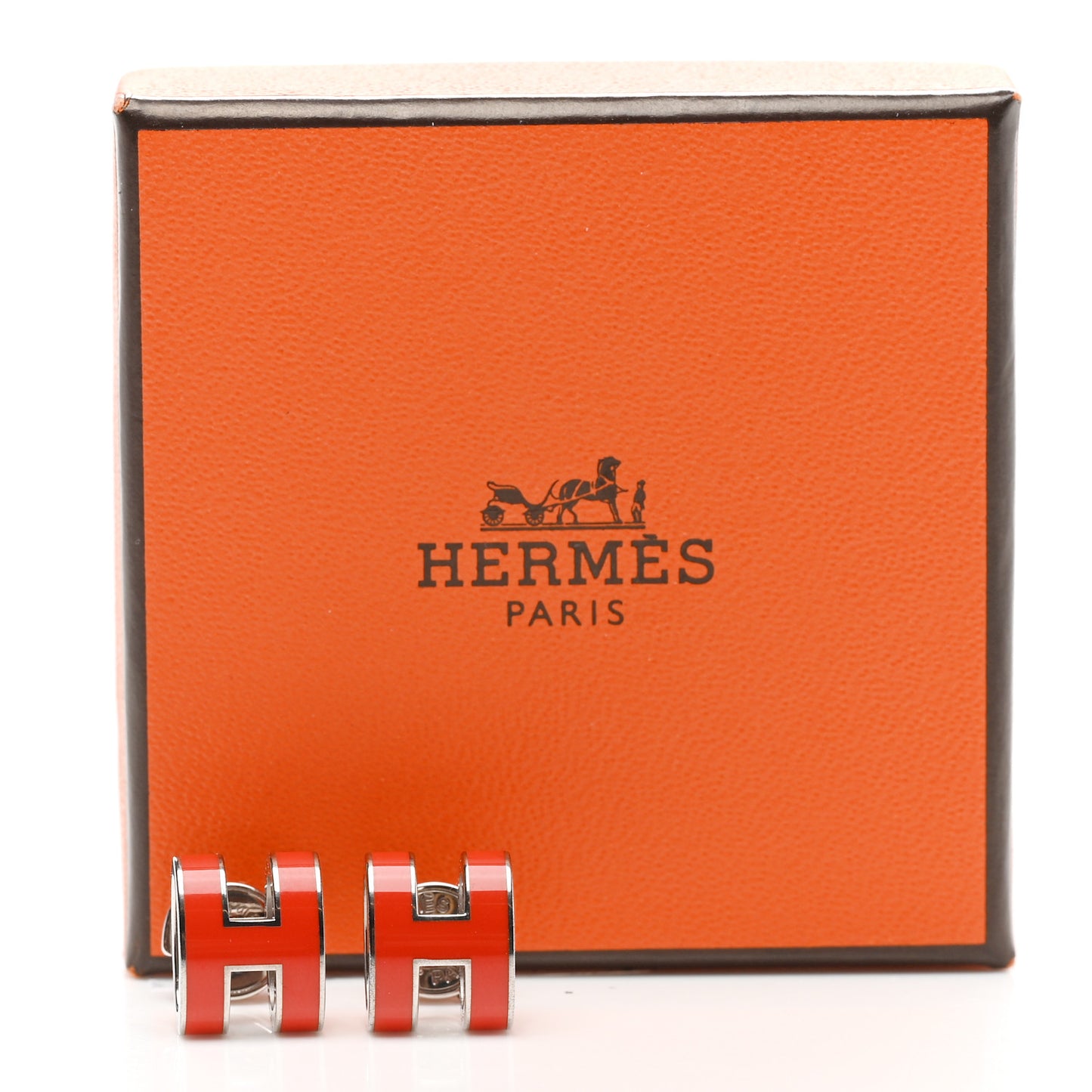 Palladium Lacquered Pop H Earrings Rouge Corail