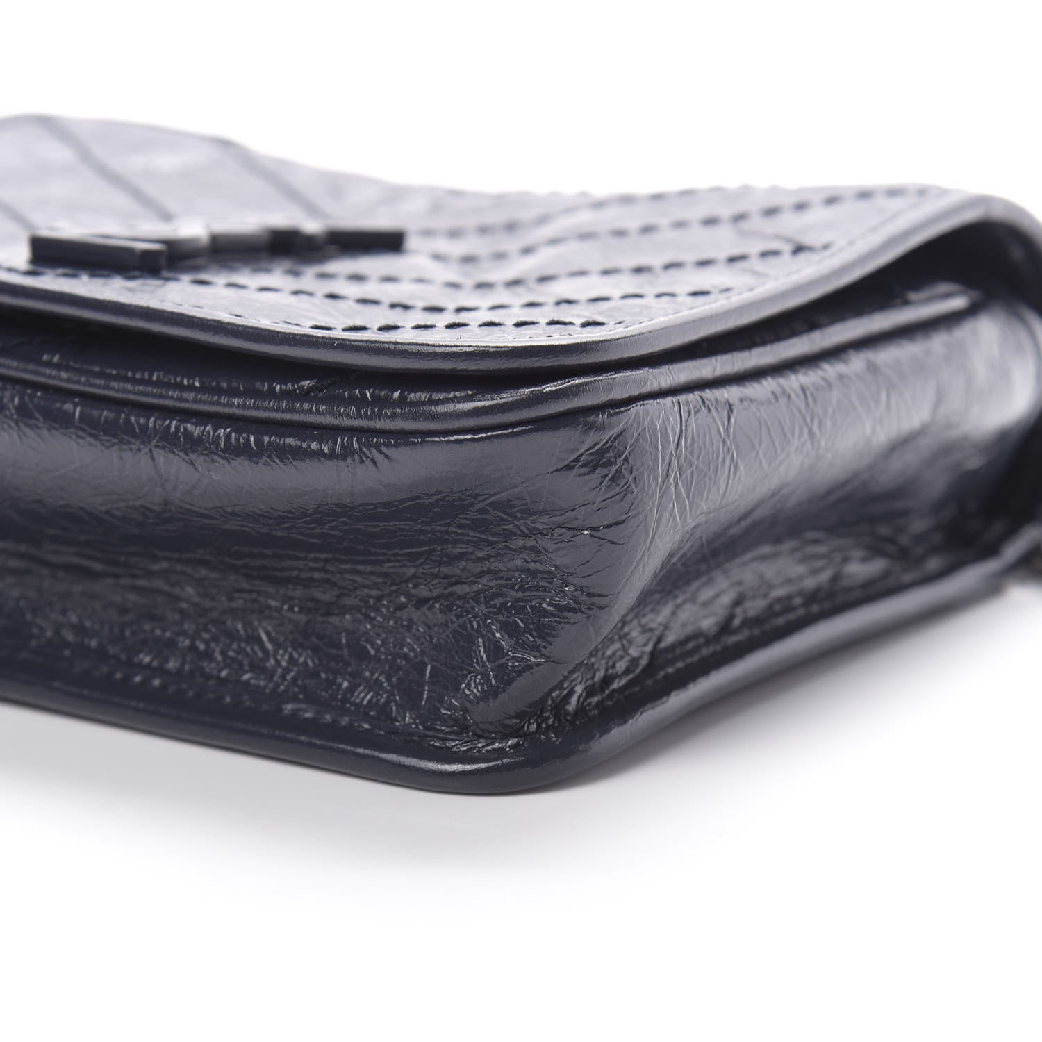Saint Laurent Crinkled Calfskin Matelasse Monogram Niki Chain Wallet Deep Marine 10 of 12