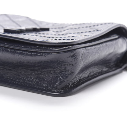 Saint Laurent Crinkled Calfskin Matelasse Monogram Niki Chain Wallet Deep Marine 10 of 12