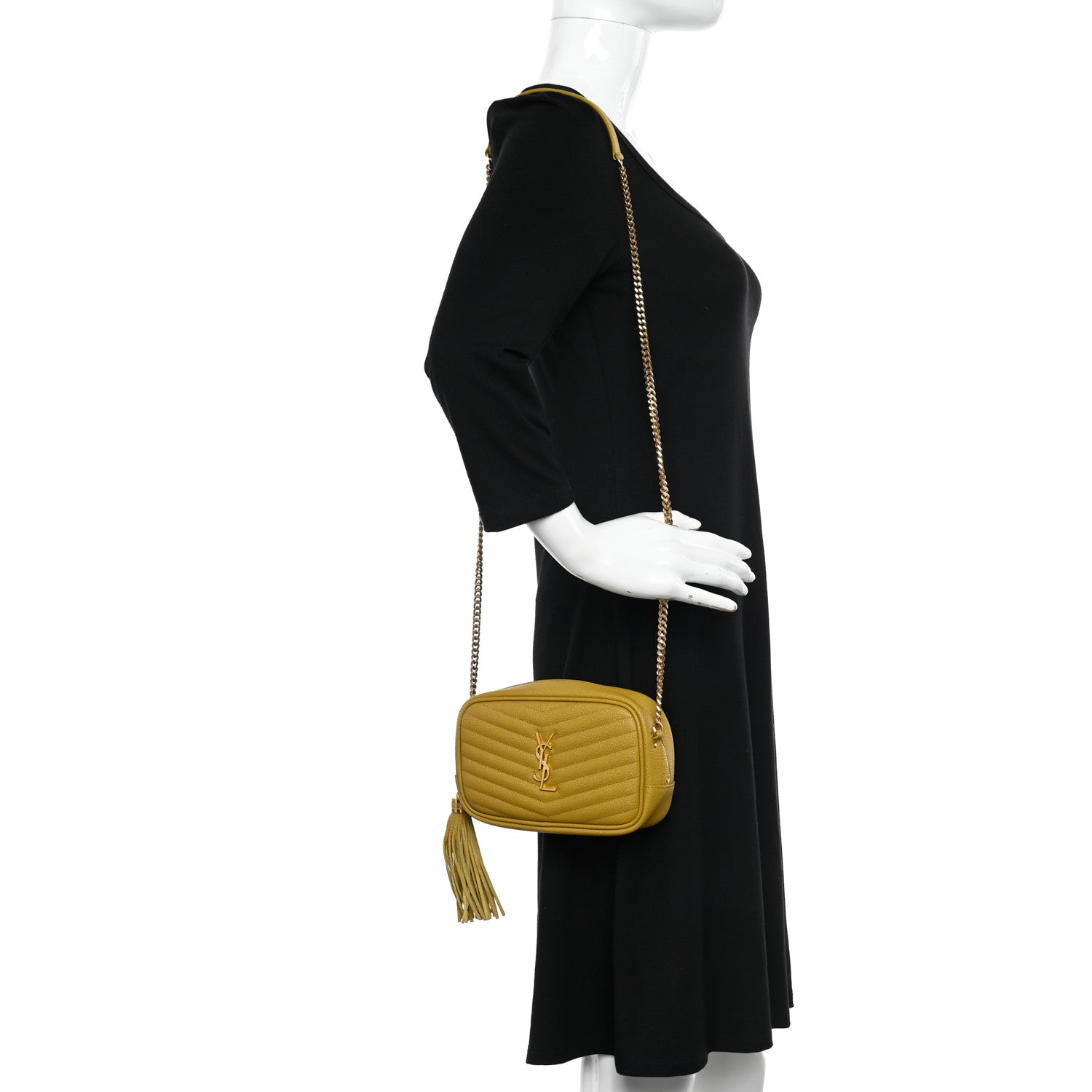 Saint Laurent Grain De Poudre Matelasse Monogram Mini Lou Camera Bag Light Chartreuse 2 of 10