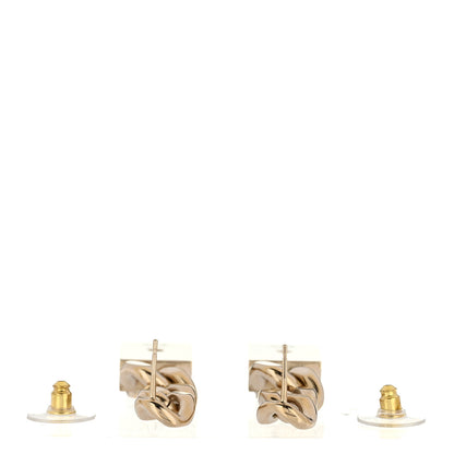 Chanel Crystal Dog Tag Charm Earrings Gold 5 of 10