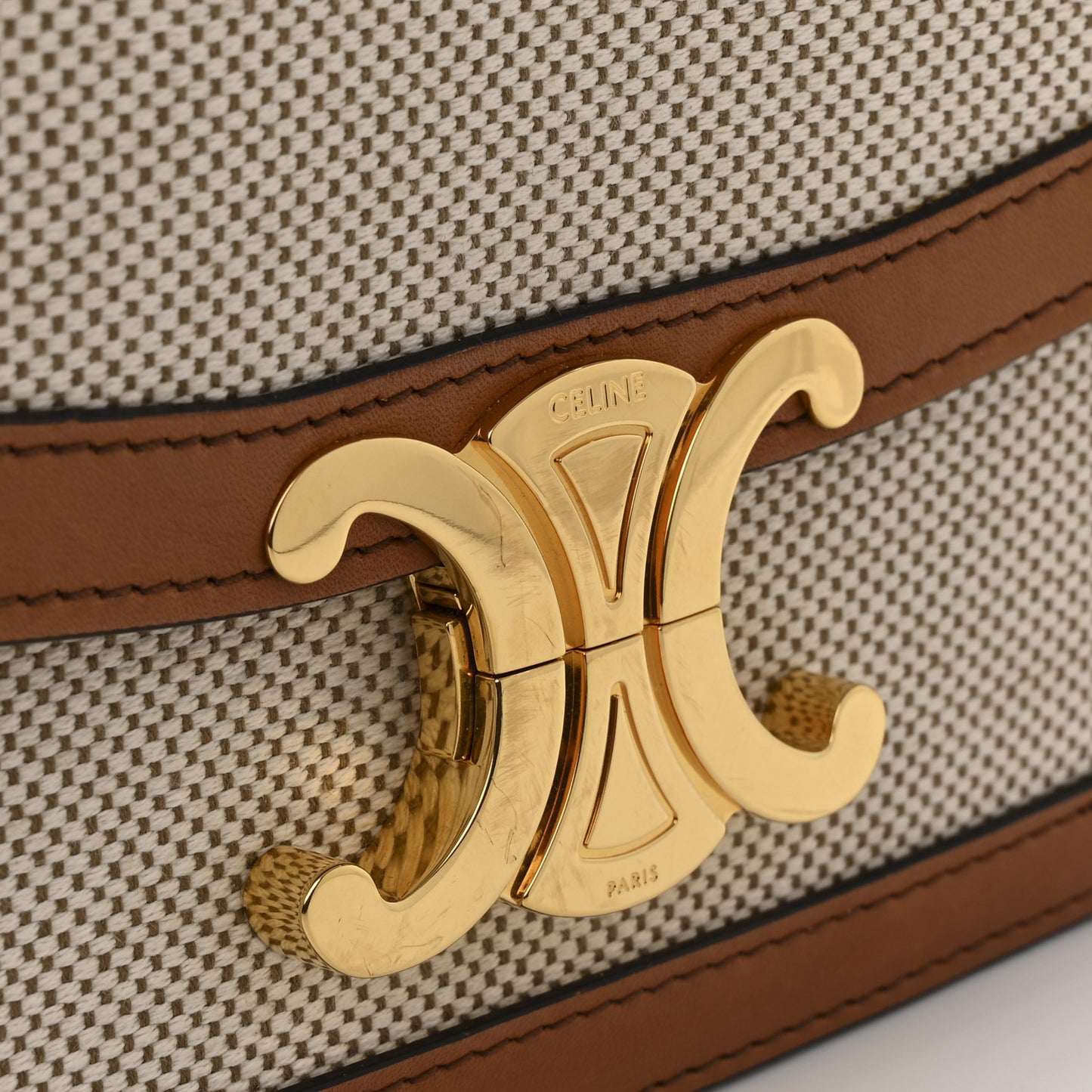 Textile Natural Calfskin Teen Triomphe White Tan