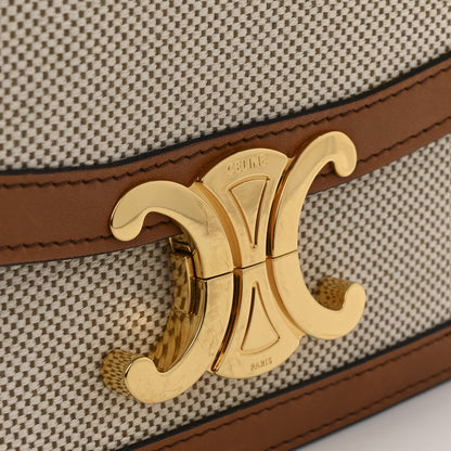 Celine Textile Natural Calfskin Teen Triomphe White Tan 12 of 14