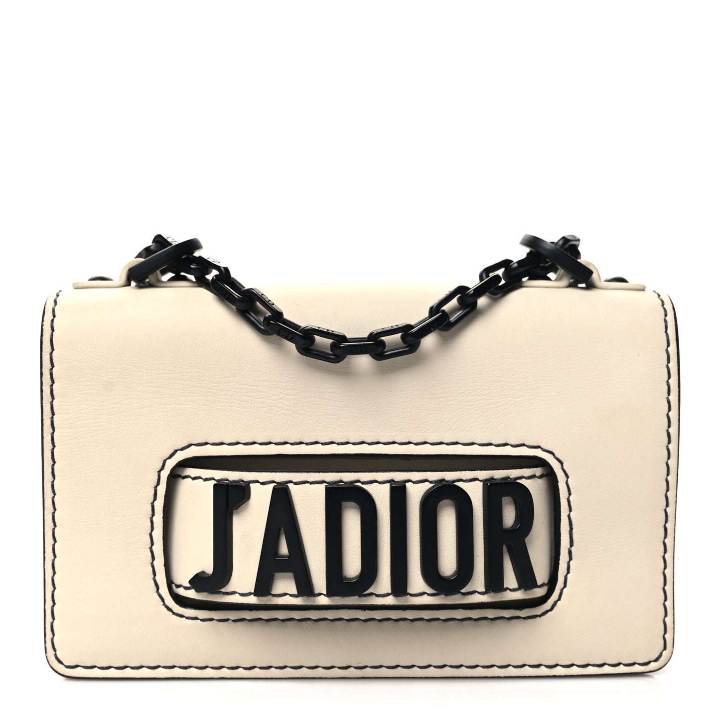 Calfskin J'Adior Chain Flap Bag Beige Black