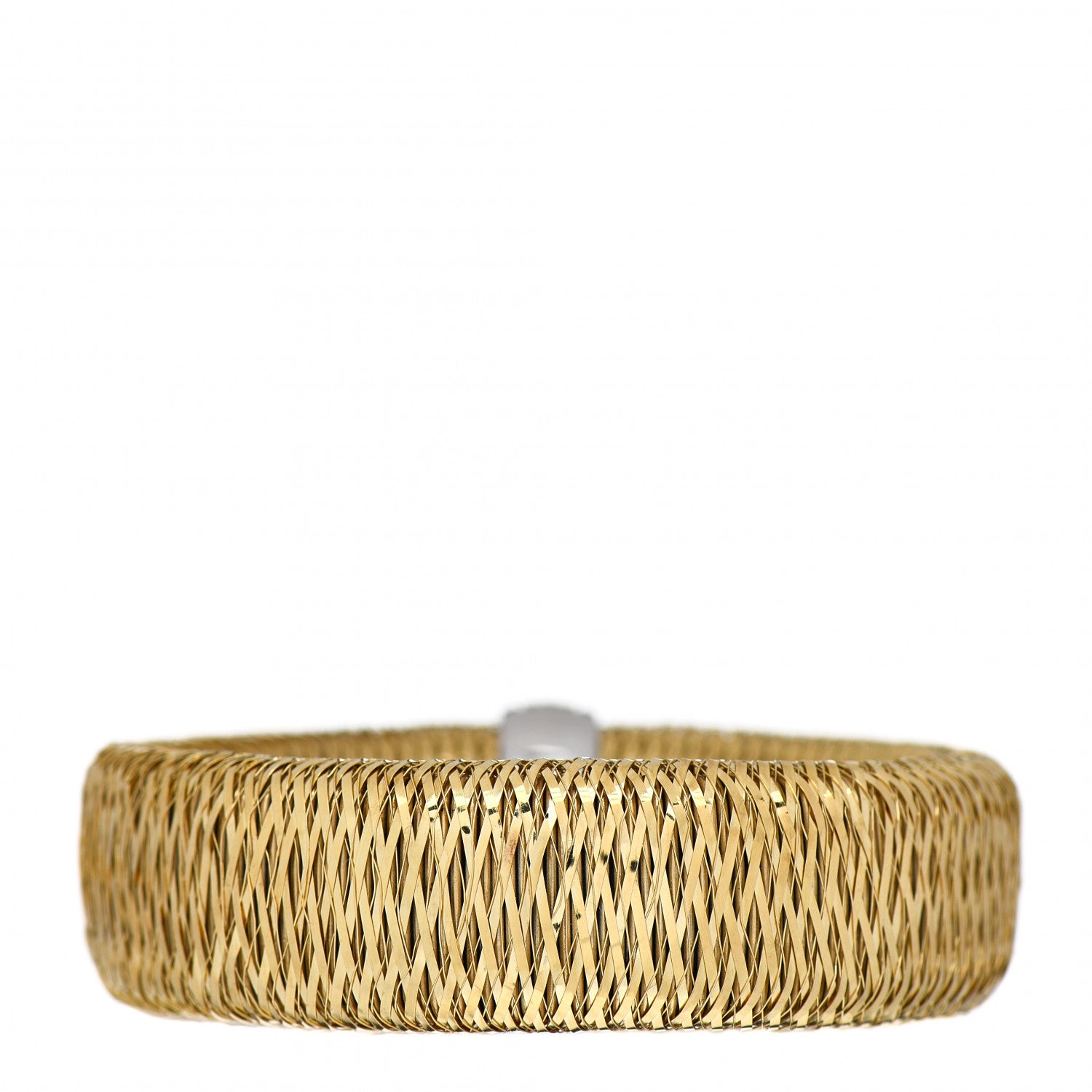 Roberto Coin 18K Yellow White Gold Diamond XL Primavera Bangle Bracelet 2 of 3
