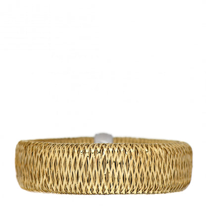 Roberto Coin 18K Yellow White Gold Diamond XL Primavera Bangle Bracelet 2 of 3