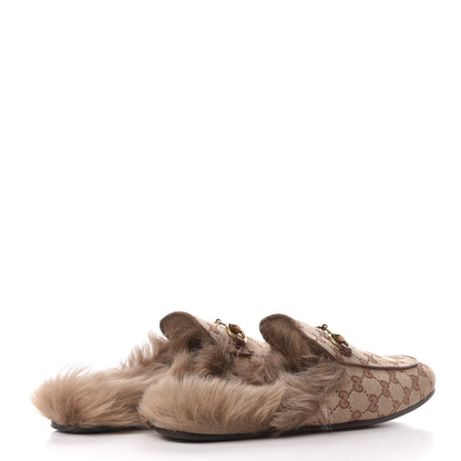 Gucci GG Monogram Fur Mens Princetown Slippers 10 Beige Ruggine Rust 4 of 8