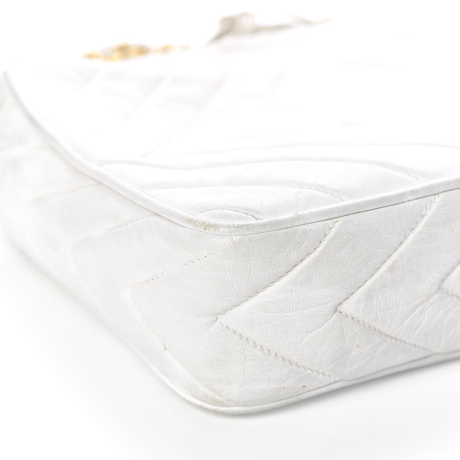 Chanel Lambskin Chevron Quilted Medium Tassel Camera Case White 17 of 21