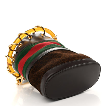 Gucci Suede Calfskin Web G Logo Bucket Bag Dark Brown 4 of 11