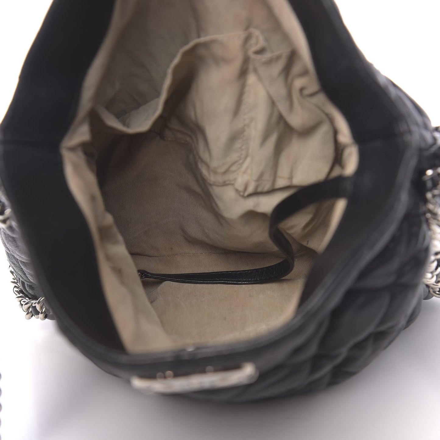 Washed Lambskin Chain Around Hobo Black