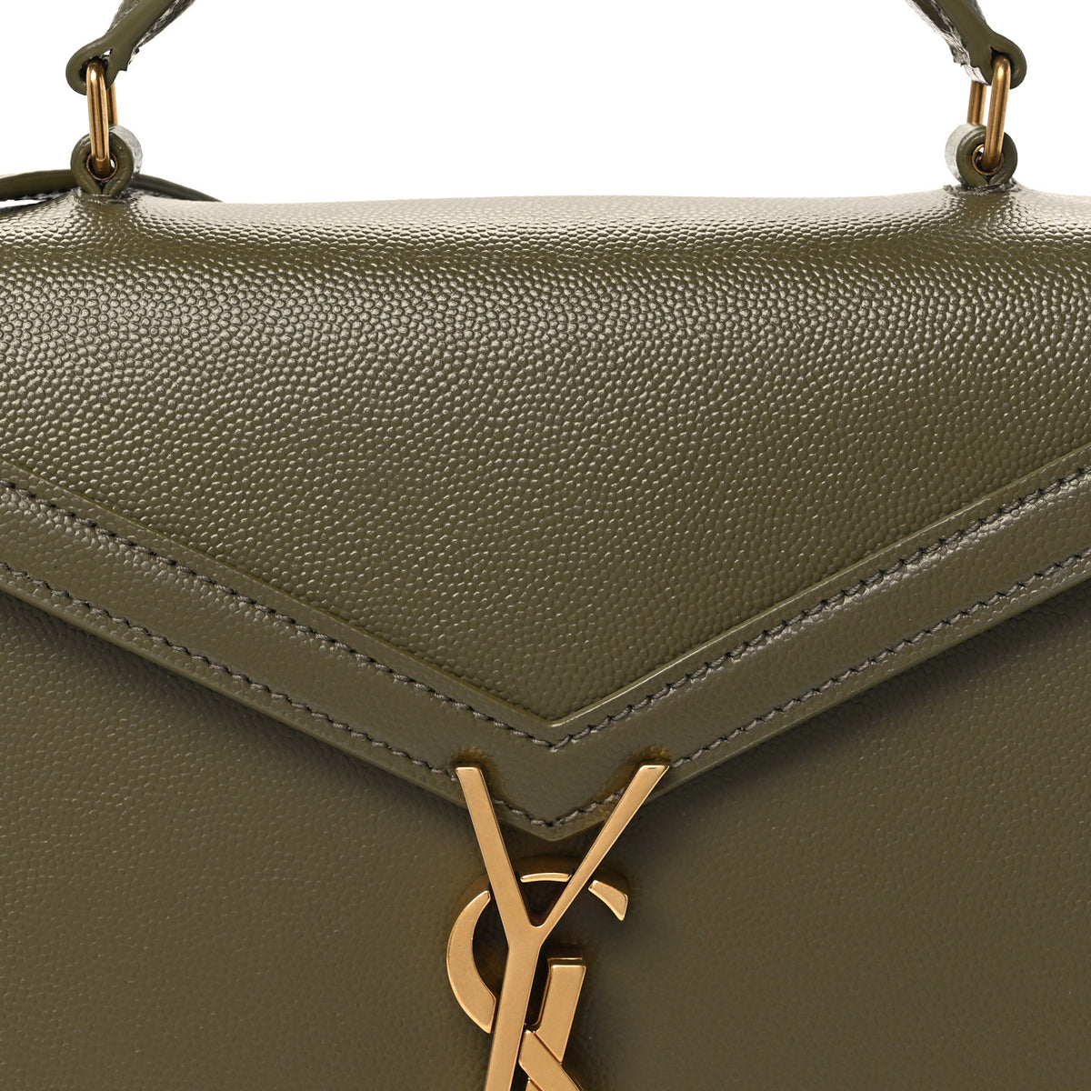 Saint Laurent Grain de Poudre Mini Classic Monogram Cassandra Top Handle Olive 8 of 10