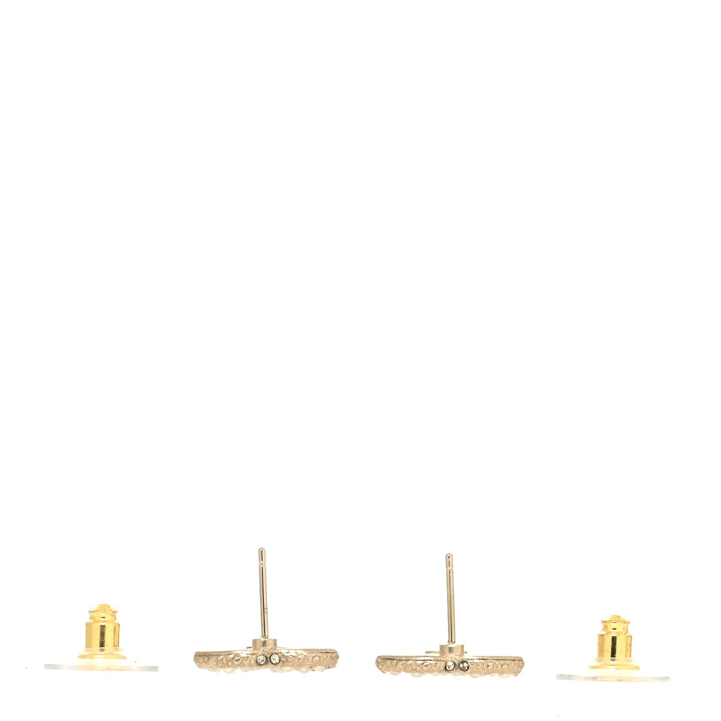 Metal Graduated Pearl Crystal CC Earrings Light Gold