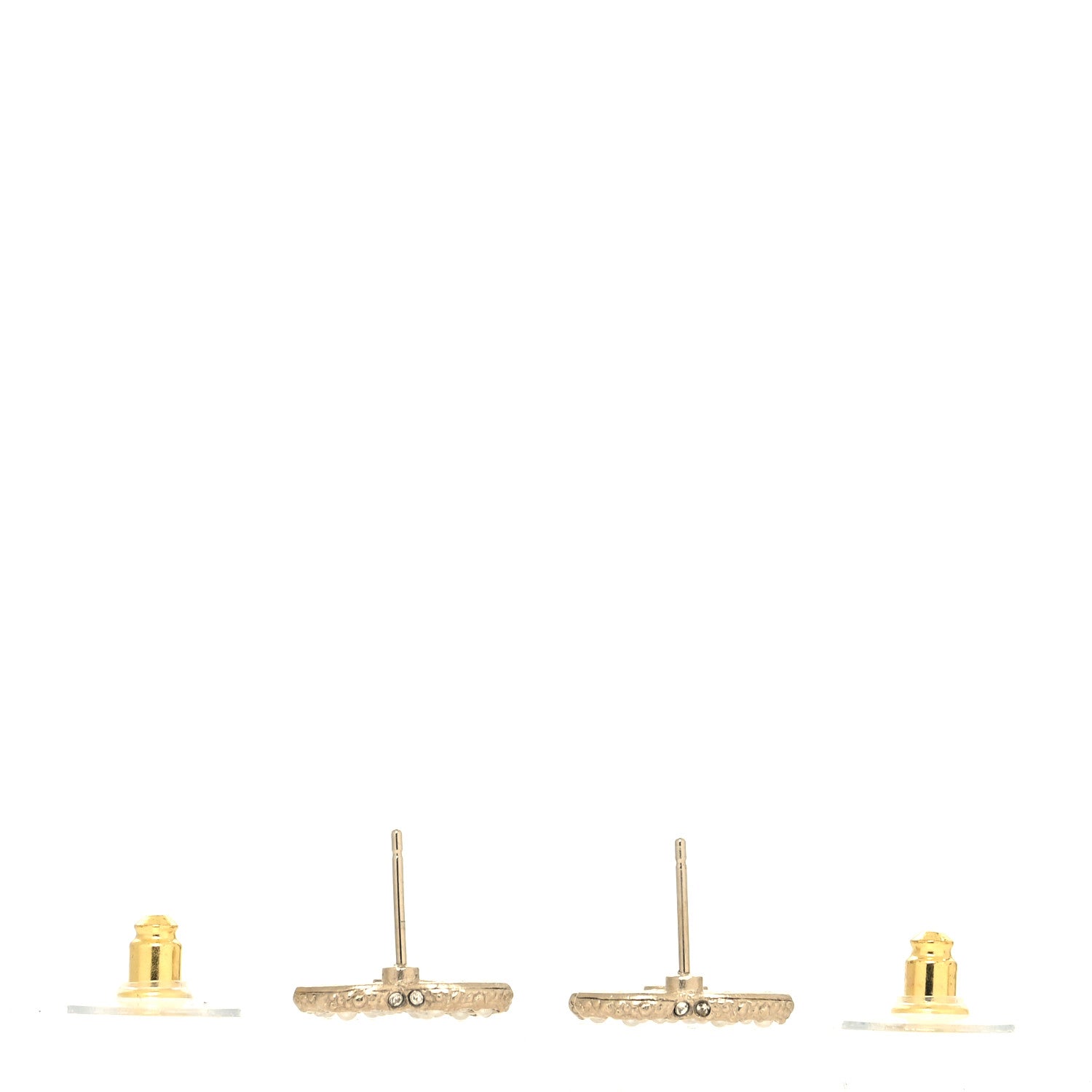 Chanel Metal Graduated Pearl Crystal CC Earrings Light Gold 3 of 4