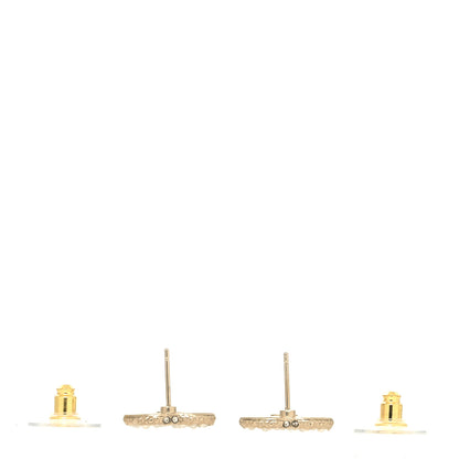 Chanel Metal Graduated Pearl Crystal CC Earrings Light Gold 3 of 4