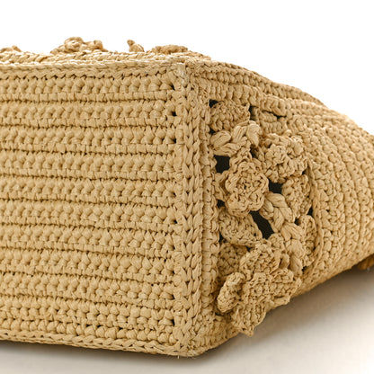 Christian Dior Woven Raffia Floral Embellished Small Book Tote Natural 8 of 8