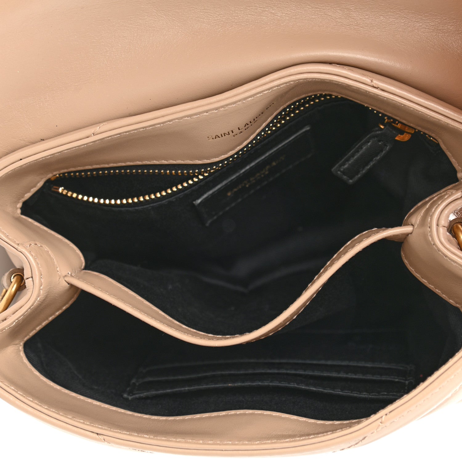 Saint Laurent Calfskin Y Quilted Monogram Toy Loulou Crossbody Bag Latte 5 of 11