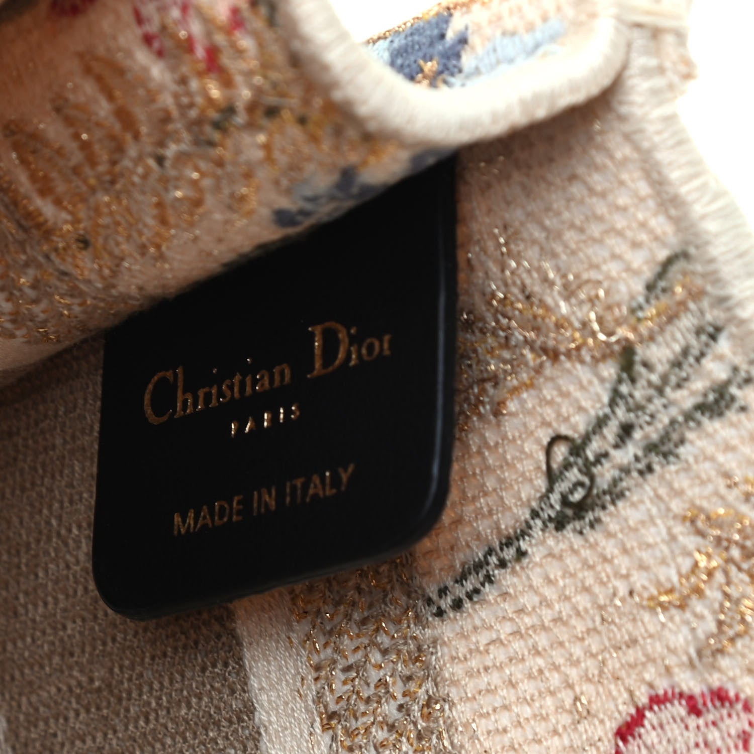 Christian Dior Canvas Embroidered Hibiscus Printed Mini Book Tote Beige Multicolor 6 of 9