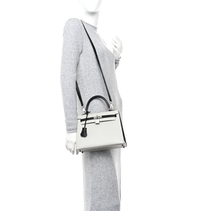 Hermes Chevre Mysore Horseshoe Kelly Sellier 25 Gris Perle Black 2 of 12